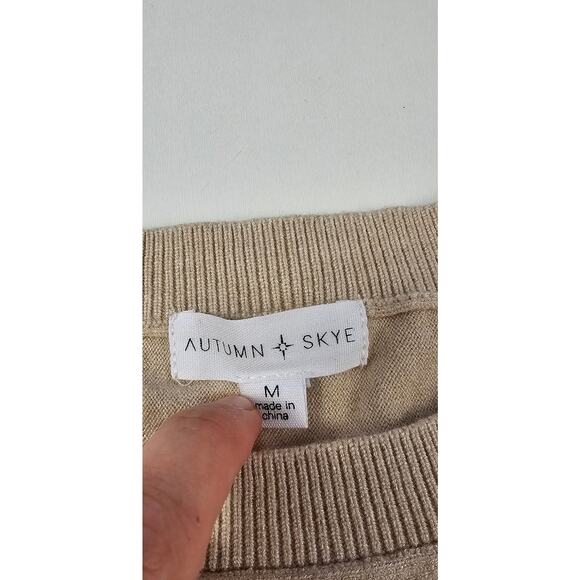 NWT Autumn Skye sz M beige slub Batwing knit sweater Neutral winter warm NEW - Picture 5 of 8